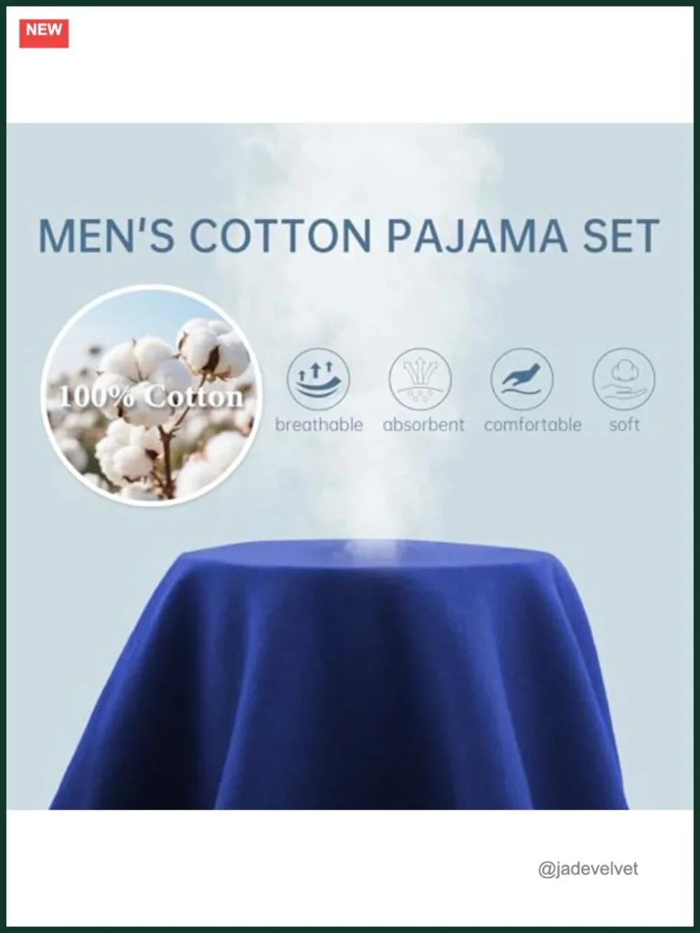 Men's 100% Cotton Pajama Set Short Sleeve Button Down with Long Pants